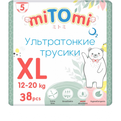 miTOmi O2 ультратонкие Трусики XL38 (12-20кг) 38шт