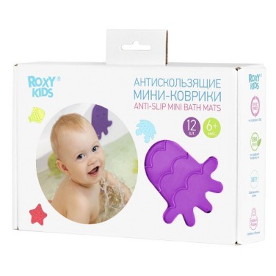 RoxyKids RBM-010-12 Антискользящие мини-коврики для детской ванночки 12шт SEA ANIMALS