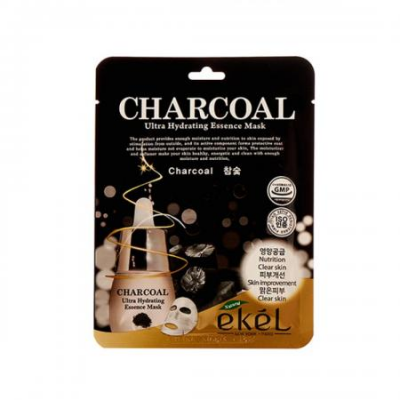 EKEL Маска для лица тканевая ДРЕВЕСНЫЙ УГОЛЬ Charcoal Ultra Hydrating Essence Mask 25мл